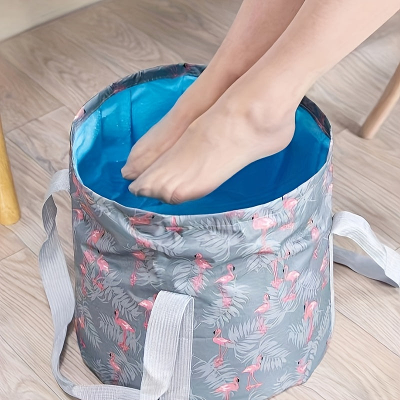 1pieza Bolsa de baño portátil y plegable para pies - Bañera de pies de aluminio aislada para uso en casa y al aire libre, ideal para viajes y camping, bañera de pies de relajación | Diseño plegable | Material aislado