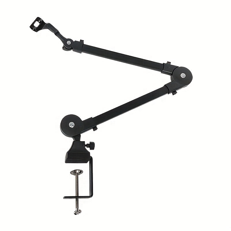 Soporte de micrófono profesional de hierro negro con brazo de armazón y gestión de cables - Estable y flexible, ajustable para transmisiones, podcasting, juegos y más - Ideal para estudio, escenario y uso de televisión, equipo de transmisión|Soporte de b