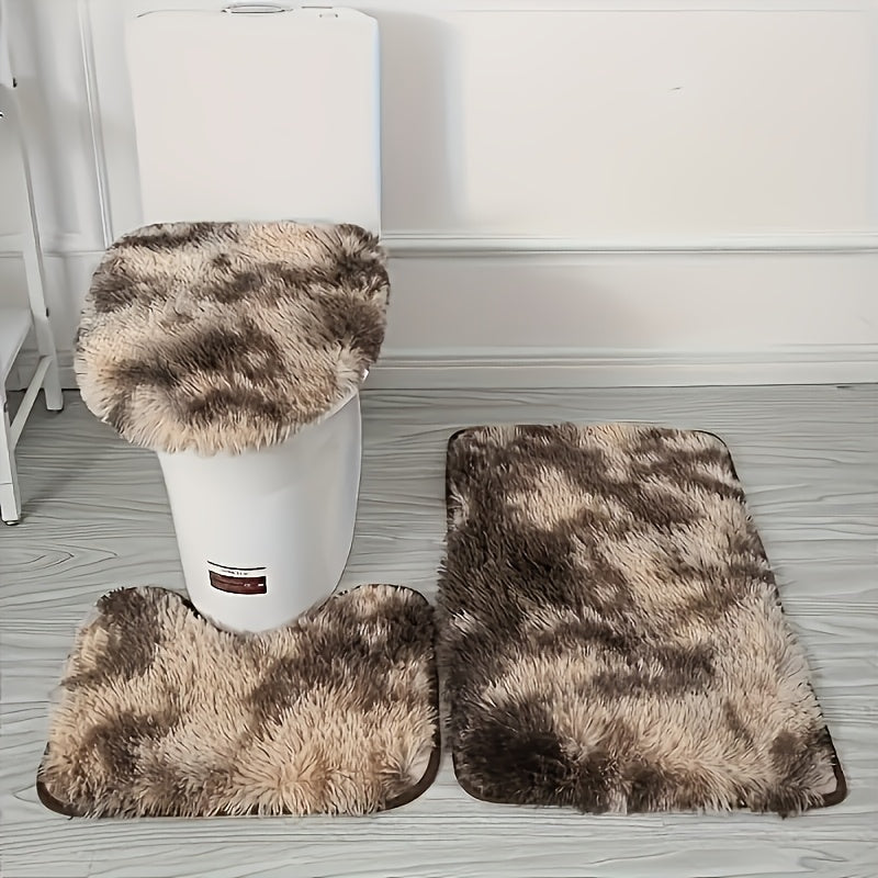 3 piezas de alfombrilla suave de felpa con estampado de rayas, alfombrilla de felpa de lujo moderna, absorbente, antideslizante, adecuada para baño, decoración del hogar, alfombrilla de área.