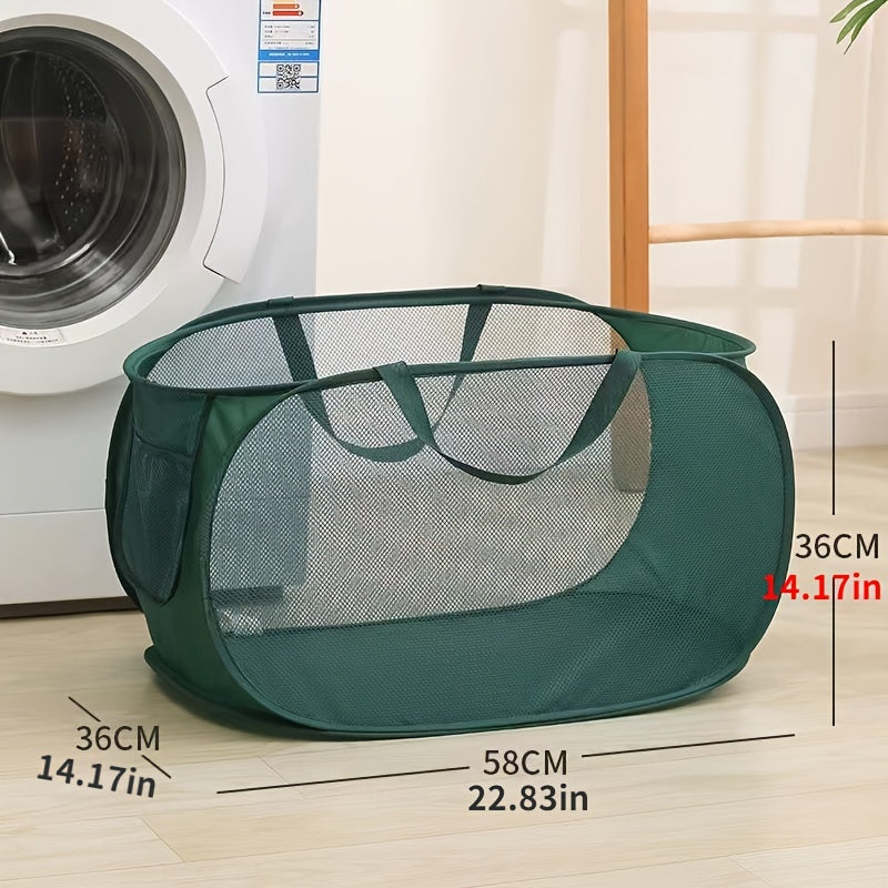 Cesto de ropa sucia extra grande con malla y asas, plegable, bolsa de almacenamiento versátil para múltiples habitaciones