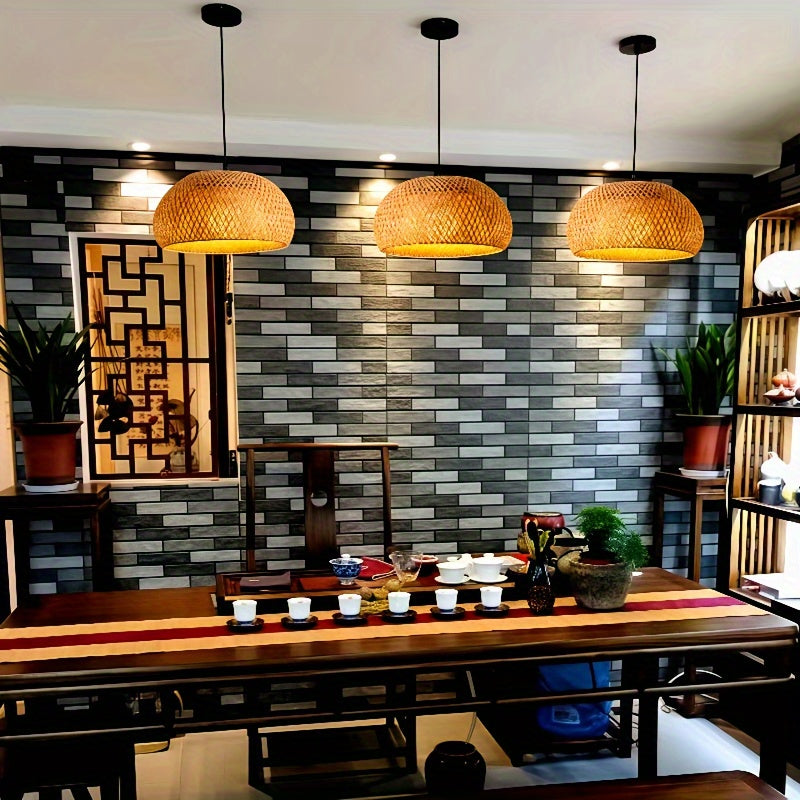 Linterna Colgante de Bambú Tejido a Mano - Lámpara Rústica Moderna Sin Electricidad para Restaurantes, Bares y Cafés, Iluminación Natural Duradera con Fácil Instalación