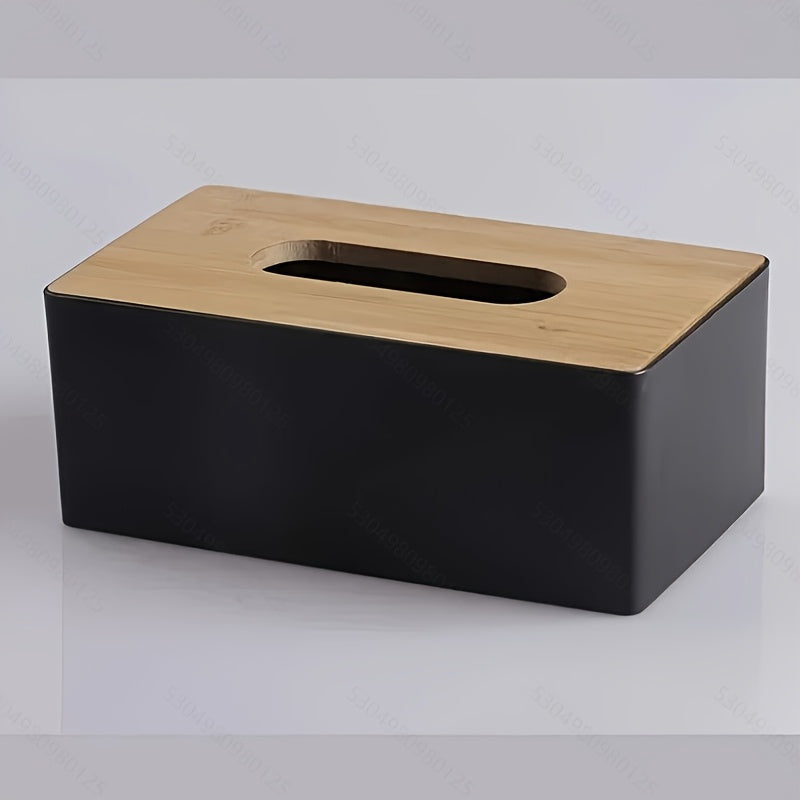 Soporte de caja de pañuelos cuadrada de madera de gran capacidad - 1 pieza de almacenamiento de pañuelos rectangulares de plástico para baño, sala de estar, tocador de dormitorio, accesorios de decoración del hogar, Halloween, decoración de Navidad