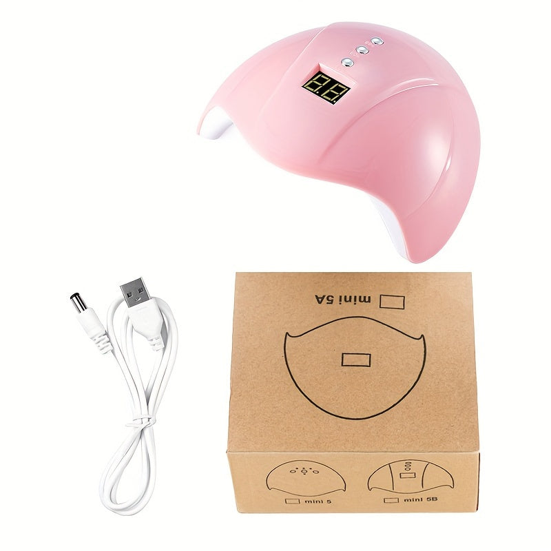12 luces LED, temporizador inteligente USB, no negro, lámpara de esmalte de uñas, fuente de luz dual, lámpara de manicura LED rosa.