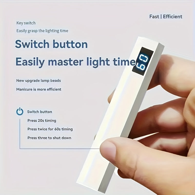 Lampara de uñas miniatura portátil recargable por USB - Diseño compacto y ligero, pantalla digital, compacta y viajera para manos y pies, cuidado de uñas de manos y pies, interfaz amigable, cuerpo de plástico duradero.