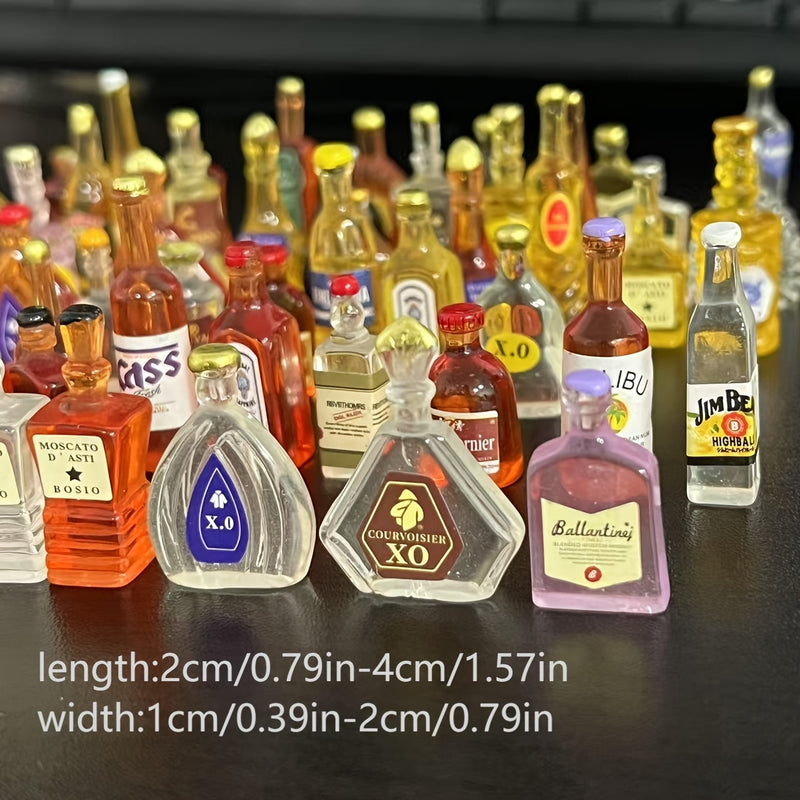 Juego de 20 piezas de decoración de botellas de vino en resina simulada, colores vibrantes mezclados, ideal para manualidades, accesorios de barra, fundas de teléfono, horquillas, aretes y decoraciones de fiesta