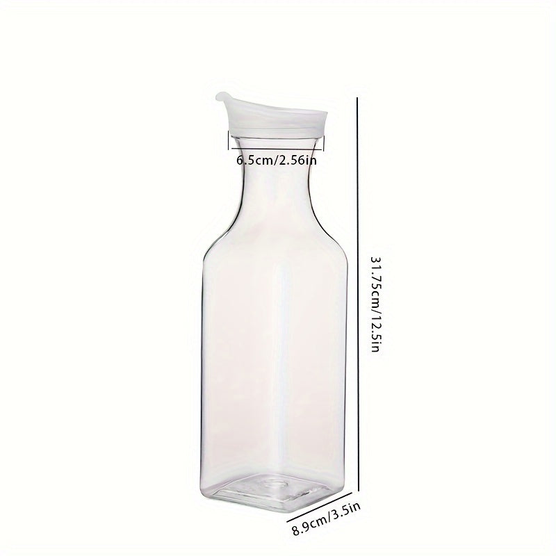 Botella plástica transparente cuadrada con tapa abatible de 1.5L, ideal para jugo, bebidas, leche, café y agua fría, perfecta para cocina y comedor, contenedor de bebidas libre de BPA