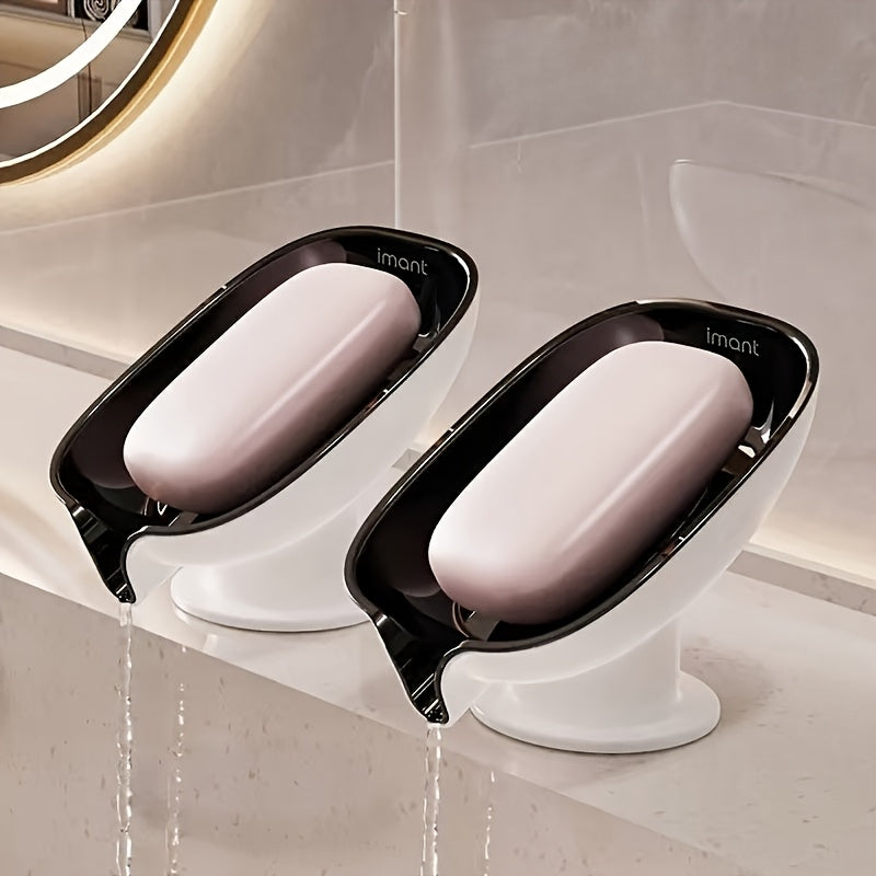 1 Jabonera Ovalada Elegante, Hecha de Plástico Duradero, Accesorio de Baño con Autodesagüe, No Requiere Carga, Diseño Moderno, Adecuado para Decoración del Hogar.