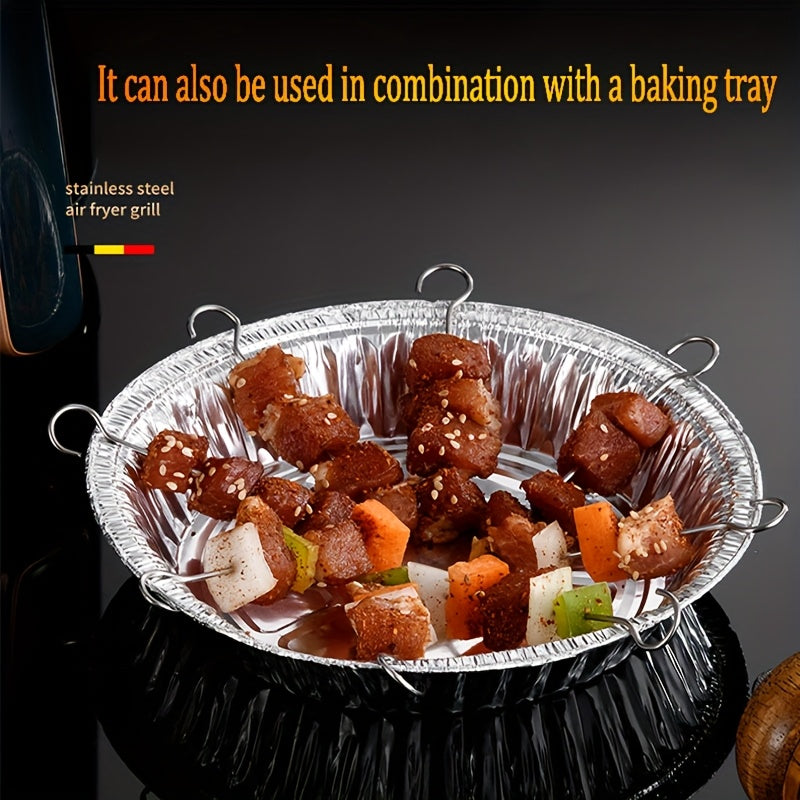 Freidora de Aire con Parrilla y 24/12 Brochetas - Parrilla Giratoria Multi-Aguja Resistente, Calentamiento Rápido a 360° para Cocina Uniforme - Compatible con Freidoras Domésticas - Ideal para BBQ en Interiores/Exteriores, Fiestas, Camping, Navidad, Hall