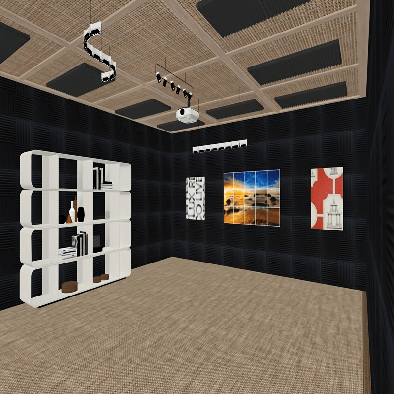 Conjunto de 48 Paneles de Pared Insonorizantes de Espuma Negra para Estudio, 12"x12"x1" - Espuma de Alta Densidad para Grabación y Absorción del Sonido, Ideal para Músicos