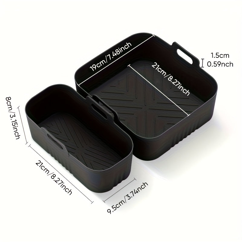 Juego de 2 bandejas de silicona para freidoras de aire, reutilizables y antiadherentes, fáciles de limpiar en freidoras, hornos y microondas, accesorios para alitas de pollo, papas fritas y snacks