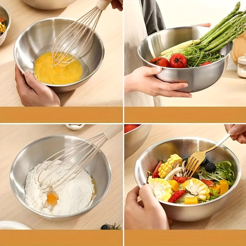 3 piezas, utensilios de cocina, accesorios para servir, tazones de acero inoxidable duraderos, cuencos para ensaladas, fáciles de preparar y guardar