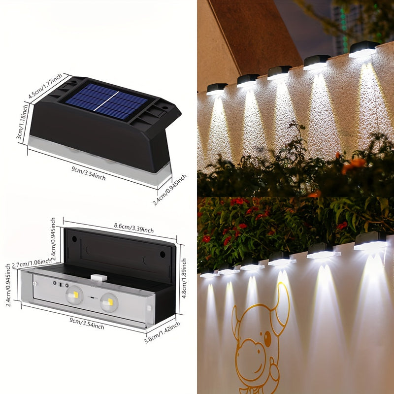 Conjunto de 4 Luces Solares para Exteriores IP44, Iluminación LED Energéticamente Eficiente para Paredes en Jardín, Patio, Escaleras de Villa y Decoración Exterior - Fácil Instalación, Sin Necesidad de Control Remoto