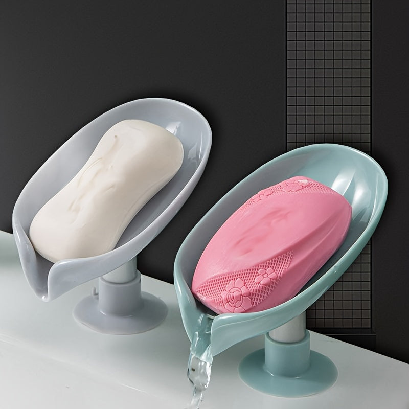 1pc Soporte De Jabón De Drenaje, Tipo De Ventosa Sin Perforación, Soporte De Jabón De Drenaje Sin Acumulación De Agua, Caja De Jabón Para Uso Doméstico, Suministros De Organización Y Almacenamiento En El Hogar, Accesorios De Cocina, Accesorios De Baño