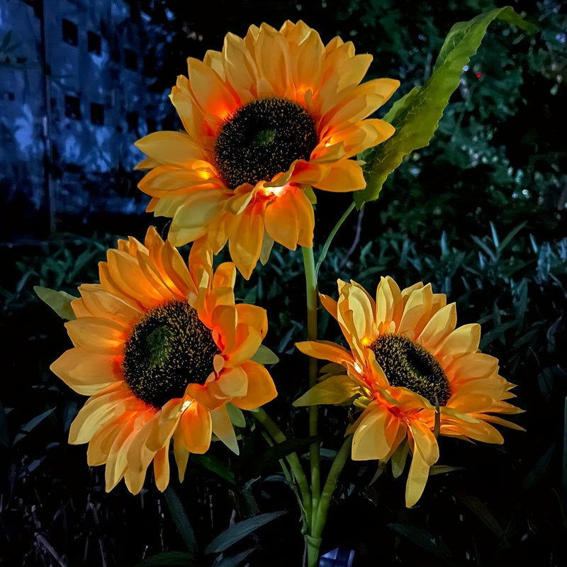 Luzes solares de girasol de 3 cabezas flashlingStar, de plástico, alimentadas por energía solar LED, con control remoto, control de interruptor, batería de níquel de 600mAh, módulo fotovoltaico extraíble, para patio, jardín, césped, césped, decoraciones