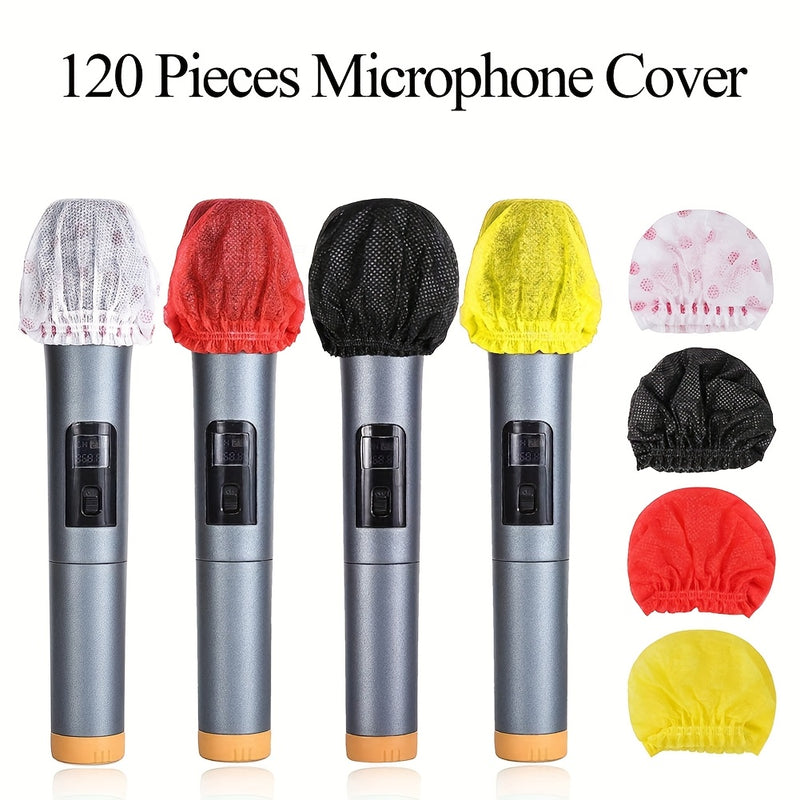 MINGYQOU Paquete de 120 Fundas Desechables para Micrófonos - Protectores de Tela No Tejida de Alta Elasticidad, Adecuados para Micrófonos Manuales - Ideales para KTV, Estudios, Reuniones y Entrevistas