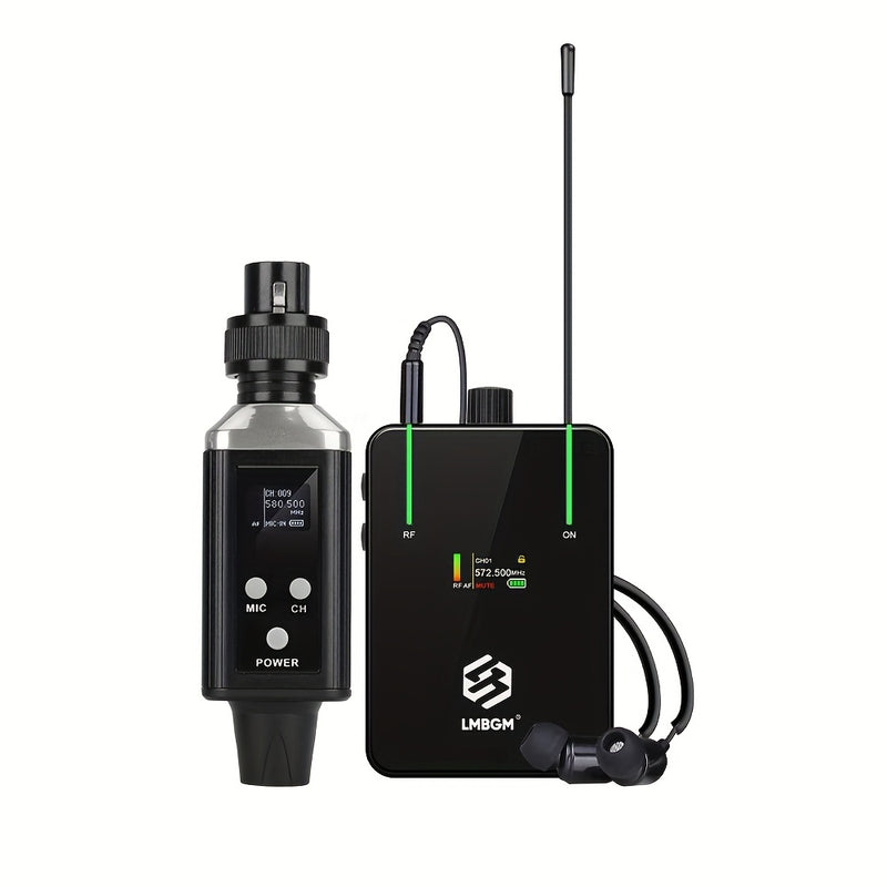 LMBGM UHF Profesionales Auriculares Inalámbricos, Carga USB, Fácil de Monitorear, Pantalla de Color TFT, 16 Frecuencias Seleccionables, Función de Ganancia de Audio, Adecuados para Conciertos, Estudios de Grabación, Representaciones de Escena, Actividade