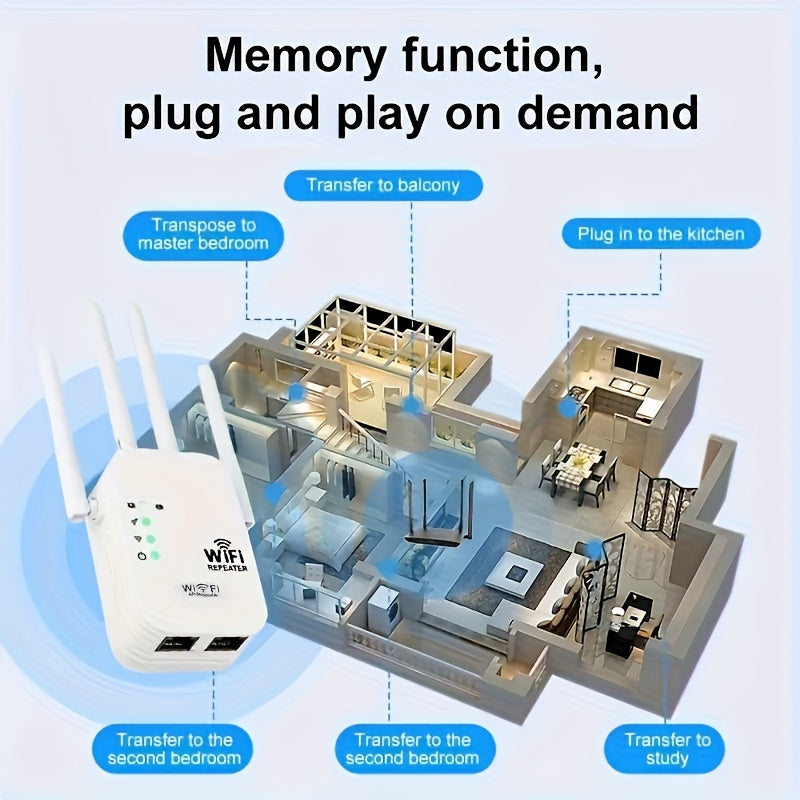 Amplificador de Señal WiFi OURLIFE con 4 Antenas, Amplificador sin varillas 2.4GHz para Hogar, Oficina y Cafetería - Elimina Zonas Muertas, Compatible con Smartphones, Tabletas y TVs Inteligentes - Enchufe US (110-130V), Mejora la Cobertura del Internet