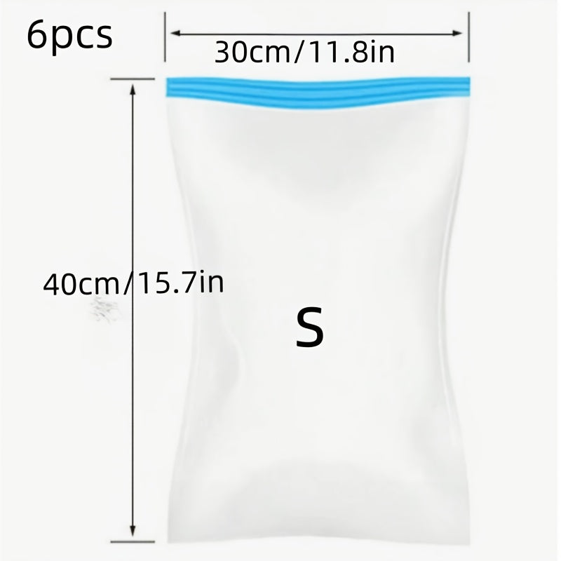 6pcs-Bolsas de Compresión Sin Bomba - Bolsas Ahorradoras de Espacio - No Necesita Vacío ni Bomba para Viajar - Ayudante de Almacenamiento Ahorra Espacio, Haz que Tu Viaje Sea Conveniente, Almacenamiento de Calcetines y Ropa para Viajar y en Casa
