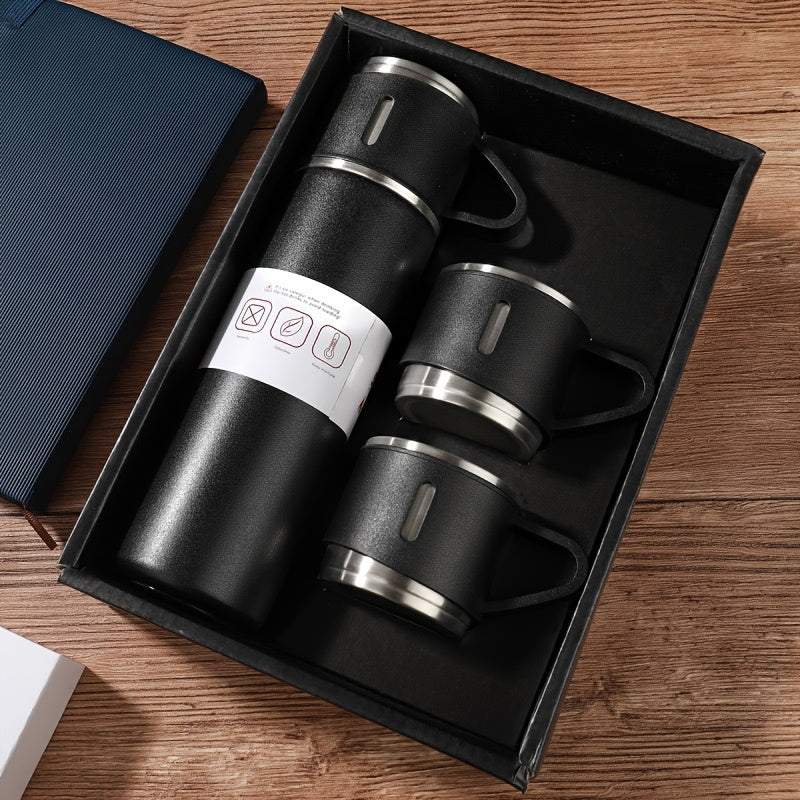 3 piezas de 500 ml, taza aislada de acero inoxidable con tapas - Doble vacío, reutilizable, antideslizante, perfecta para bebidas calientes y frías, ideal para café, té, batidos | Ideal para uso diario