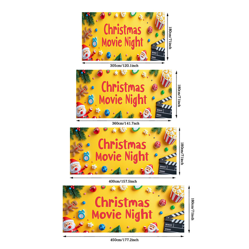 Luz de puerta 2D, 1 pieza, banner de puerta festivo de Noche de Cine de Navidad - Diseño vibrante de Papá Noel, galletas de jengibre y palomitas, poliéster duradero, perfecto para decoraciones navideñas, uso interior y exterior, decoraciones navideñas