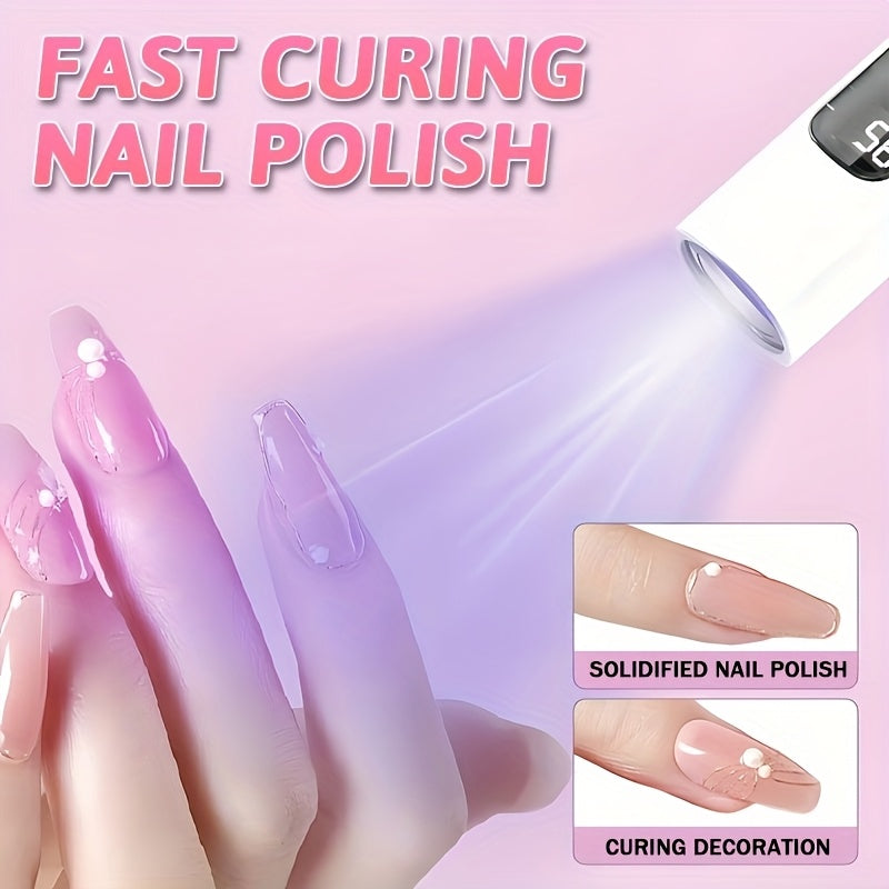 1pc Lámpara de Secado para Uñas MACROCOSM Recargable USB, Portátil con Temporizador y Pantalla de Batería, Luz LED Multifuncional Negra para Secado Rápido - Blanco, Accesorio de Belleza, Herramienta Elegante, Diseño Compacto, Plástico Duradero, Manicura