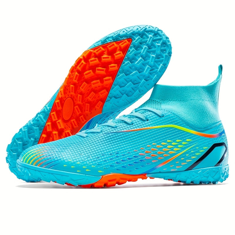 Tenis de fútbol de caña alta para hombres - Ligeros, antideslizantes, ideales para entrenamiento, diseño transpirable para verano, suela de goma y plantilla de tela, perfectos para partidos y uso al aire libre