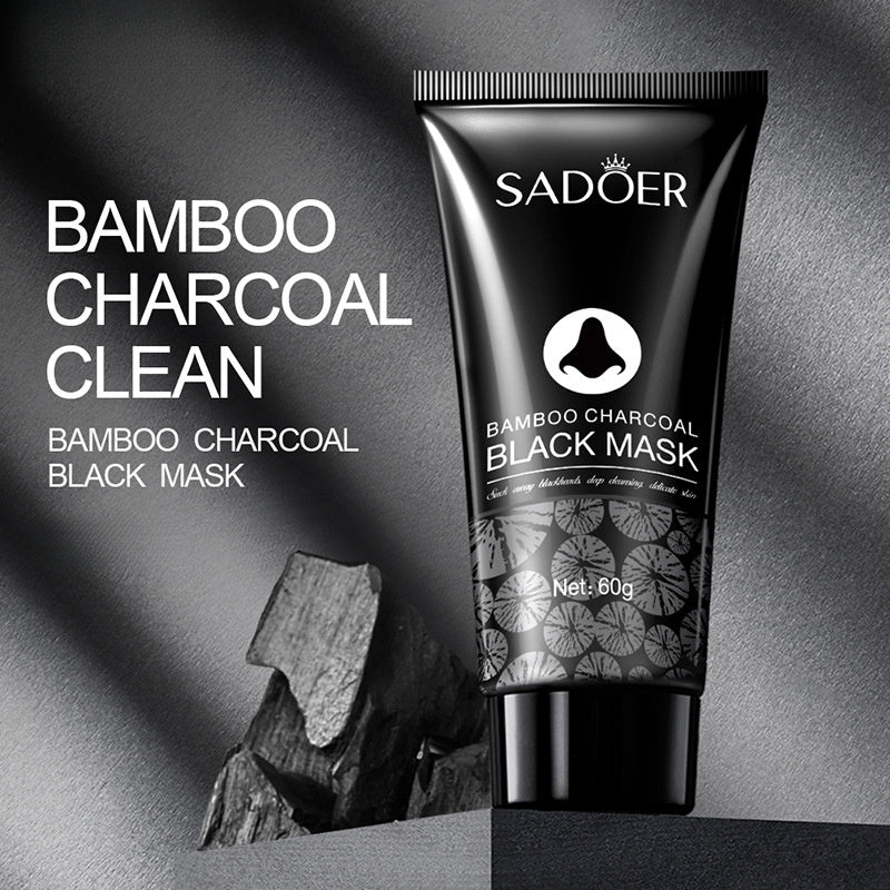 Mascarilla de carbón activado con bambú, mascarilla de arcilla limpiadora de poros, sin látex, sin fragancia, apta para todo tipo de piel clara beige, limpieza profunda, control de grasa, unisex