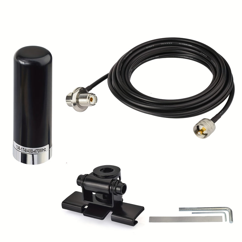 Antena móvil para radio amateur de vehículo, VHF UHF 136-174 MHz 400-470 MHz, con montaje fijo PL259 masculino, cable RG58 de 5 m o 16,5 pies.
