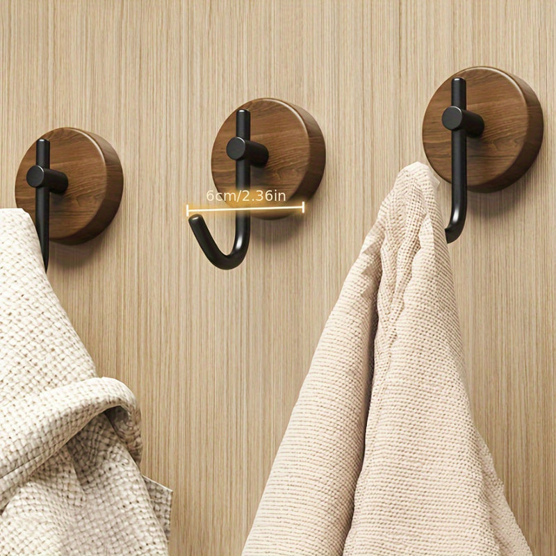 Gancho de Madera Maciza de Fácil Instalación para Puerta - Sin Taladro, Adhesivo Fuerte para Colgar Ropa y Toallas