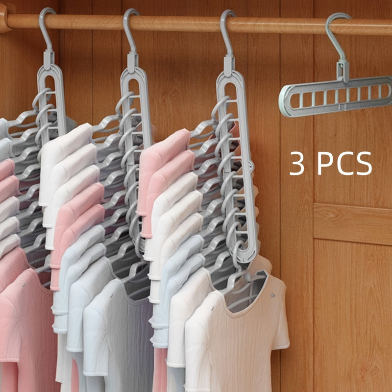 9 perchas de plástico resistentes de 9 orificios - Organizador plegable que ahorra espacio para el armario y el guardarropa, juego duradero para el almacenamiento en el hogar y el dormitorio