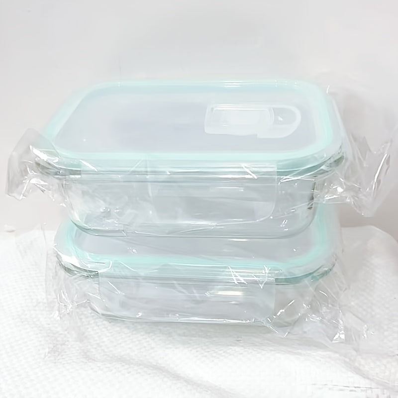 2 piezas de caja de vidrio para almacenamiento con gran capacidad, apta para refrigerador y microondas. Ideal como lonchera portátil para trabajo o residencia