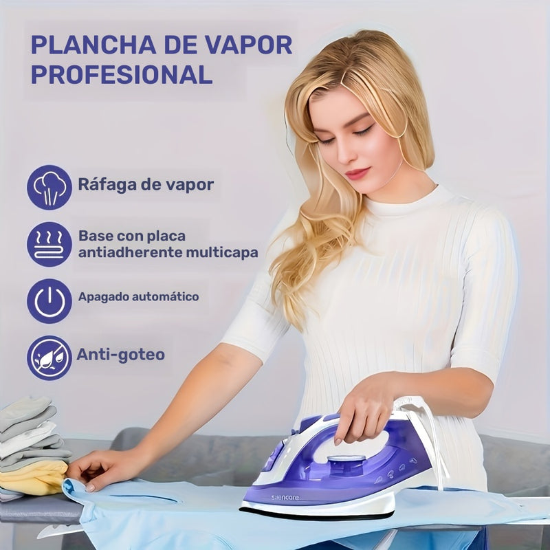 1 pieza de 1200W, plancha de vapor de alta potencia para ropa, plancha de vapor para ropa, base antiadherente, mano de obra doméstica, baja temperatura, hermética, alta presión, vapor, temperatura ajustable, antiobstrucción, multifuncional, agua pulveriz