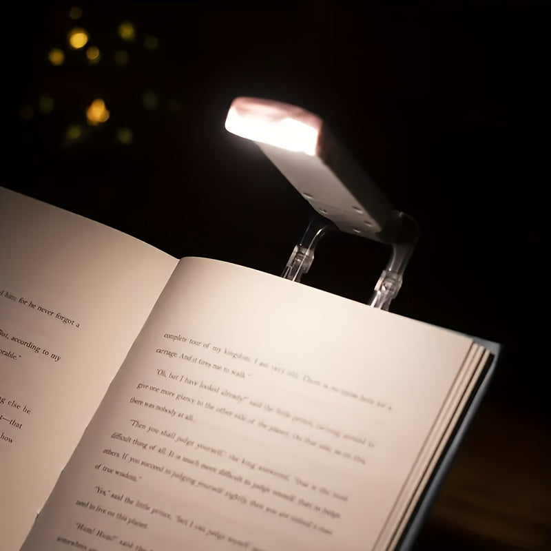 1 lámpara de lectura USB mini, portátil, plegable, con protección para los ojos, 3 niveles de brillo ajustable, luz cálida y fría, con clip para libros, diseño ahorrador de espacio, recargable, ideal para lectura nocturna, trabajo, dormitorio o residenci