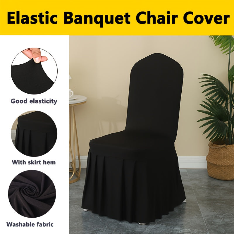 6/12pcs Funda para Silla con Falda, Cubierta Elástica Larga de Spandex para Silla de Comedor, Funda Protectora, Cubierta Elástica para Silla de Comedor de Boda, Desmontable y Lavable, Adecuada para Hoteles, Bodas, Banquetes y Decoración del Hogar
