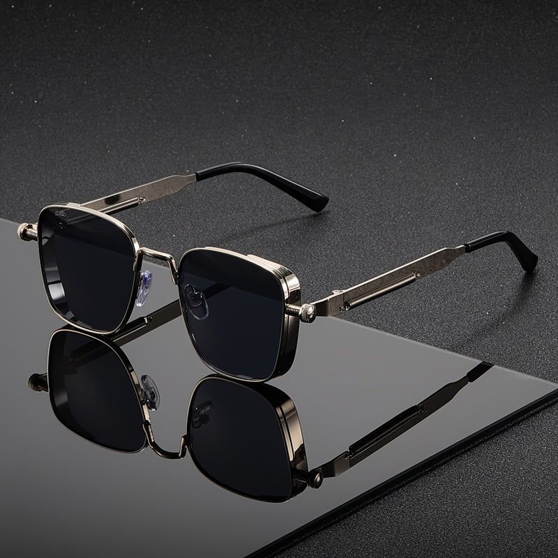 Gafas de moda cuadradas retro steampunk con marco de metal para hombres y mujeres, ideales para eventos, fiestas y festivales