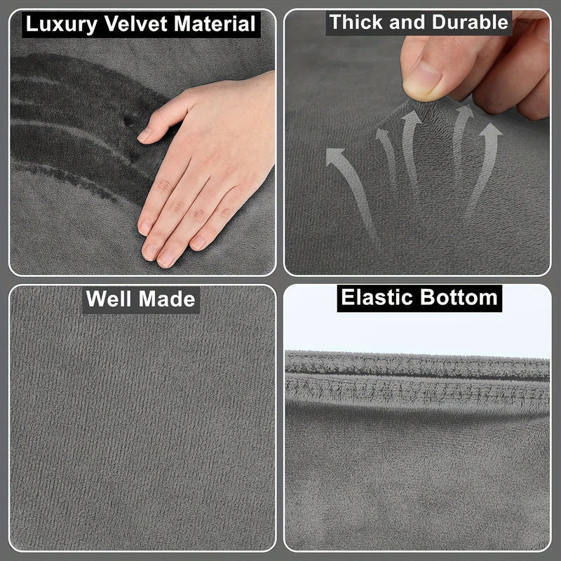 2 fundas elásticas para asiento de baño de piel de zorro plateado - Suaves, lavables de poliéster, antipolvo para tapa y tanque, fácil instalación, decoración de baño | Accesorio moderno para baño | Textura tejida