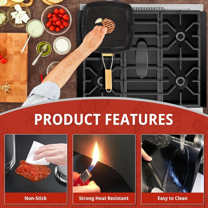 Tapas de Estufa No Adherentes y Reutilizables para Cocina de Gas - Resistentes al Calor y Protección contra Manchas, Fáciles de Limpiar, Protectores de Quemadores de Estufa de Gas, Mantén tu Cocina Ordenada y Pulida, Protección para Estufa de Gas | Aspec