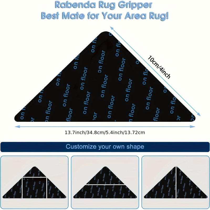 4/8/12 pzas Pinzas para alfombras, almohadillas antideslizantes para alfombras para pisos de madera dura y azulejos, cinta de alfombra reutilizable y lavable para alfombras de salas de estar, almohadilla adhesiva de doble cara para alfombra que mantiene
