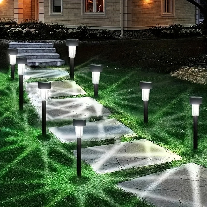10 Luces Solares para Jardín - Iluminación Exterior Eficiente con Sensor de Luz, Ideal para Jardines, Villas, Caminos, Céspedes, Patios y Aceras
