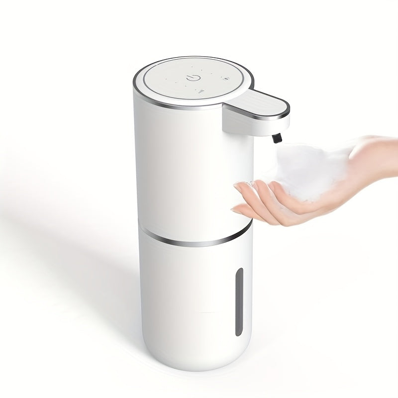 Dispensador de jabón sin contacto, dispensador automático de jabón, dispensador de jabón de pared para baño con carga rápida USB y pantalla de energía, 4 configuraciones ajustables, capacidad de 12.85 oz