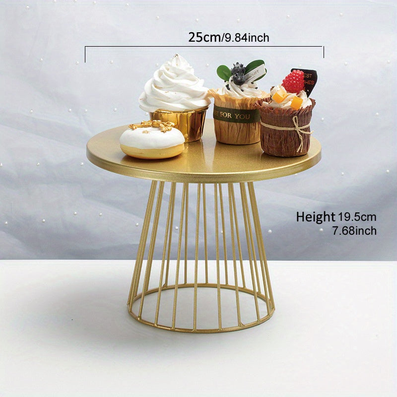 Soporte para Tartas de Metal Dorado de 2 Niveles 20cm/7.87in & 25cm/9.84in - Bandeja Decorativa Segura para Alimentos en Hierro Pulido, Ideal para Cupcakes, Pasteles y Eventos - Diseño Festivo, Construcción Duradera, Perfecto para Bodas, Cumpleaños y Hog