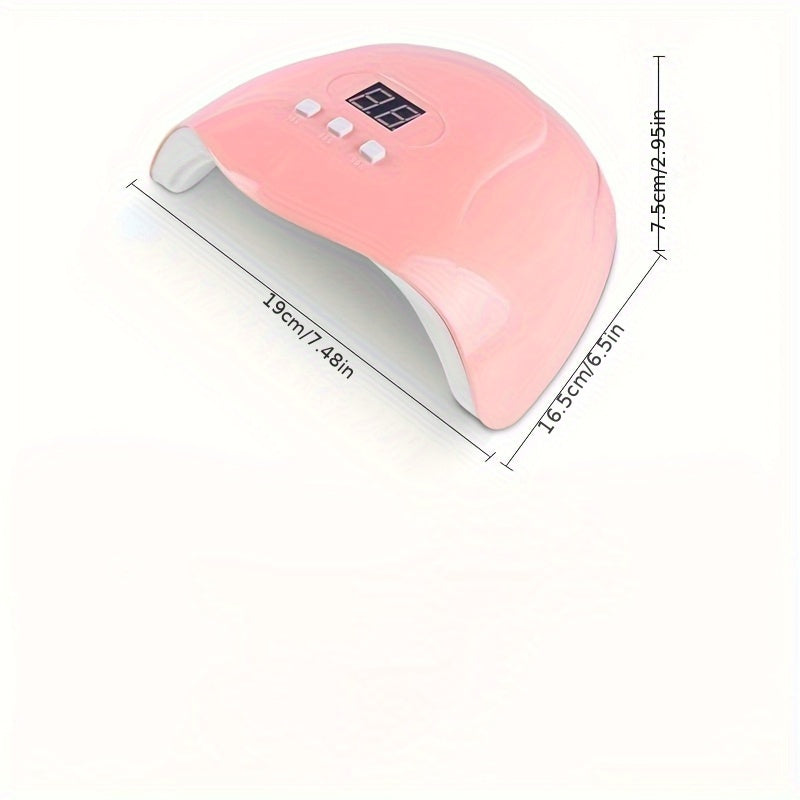 54W 18 Piezas Lámpara de Uñas Rosa Inteligente con Inducción, Luz para Curado de Esmalte y Función de Temporizador, Compatible con Diferentes Máquinas de Pegamento para Uñas