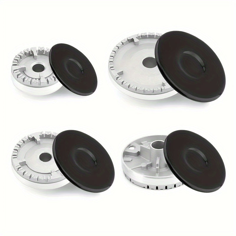 8 piezas de Conjunto de Tapas de Quemador de Estufa de Aleación de Aluminio, Resistente a Altas Temperaturas, Distribución Uniforme de Calor, con 4 Cubiertas de Quemador, para Estufas de Gas y Eléctricas, No Requiere Batería
