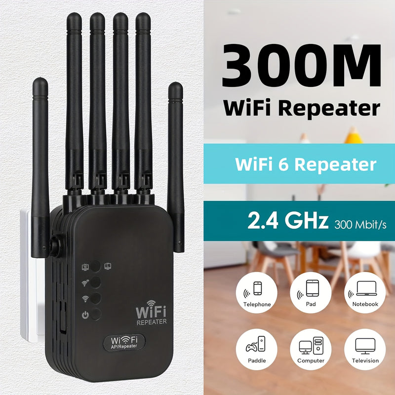 Amplificador de señal WiFi OEKE- con 6 antenas | Extensor de red de larga distancia | Soporta puerto Ethernet | Adaptador de red doméstica de superancha