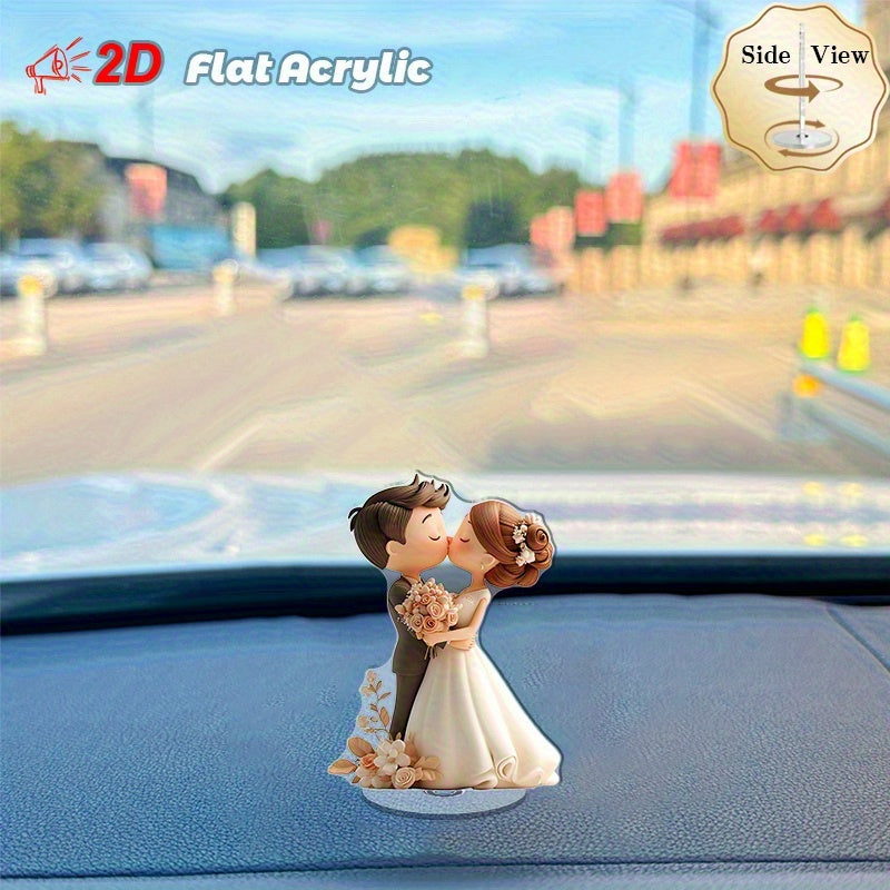 Decoración de Escritorio Giratoria 2D Plana, Sin Necesidad de Energía, con la Novia y el Novio en un Abrazo Romántico, Adecuada para Bodas, Propuestas, Aniversarios, Decoración del Hogar, Uso Interior y Exterior, 2D Plana
