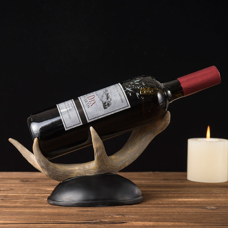 Elegante soporte de bebidas estilo europeo con asta - Resina, base negra, ideal para decoración de bar en casa o entrada, perfecto para exhibir botellas, decoración