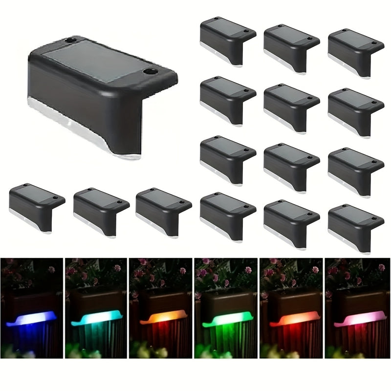 16-pack de luces LED con energía solar, luces de colores para exteriores, ideales para piscinas, vallas, patios y jardines.