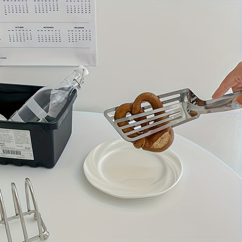 1 pza. Pinzas de acero inoxidable multifuncionales para buffet, freír pescado, pan, bistec, ensalada y postre; herramientas de cocina para preparar y servir alimentos sin esfuerzo