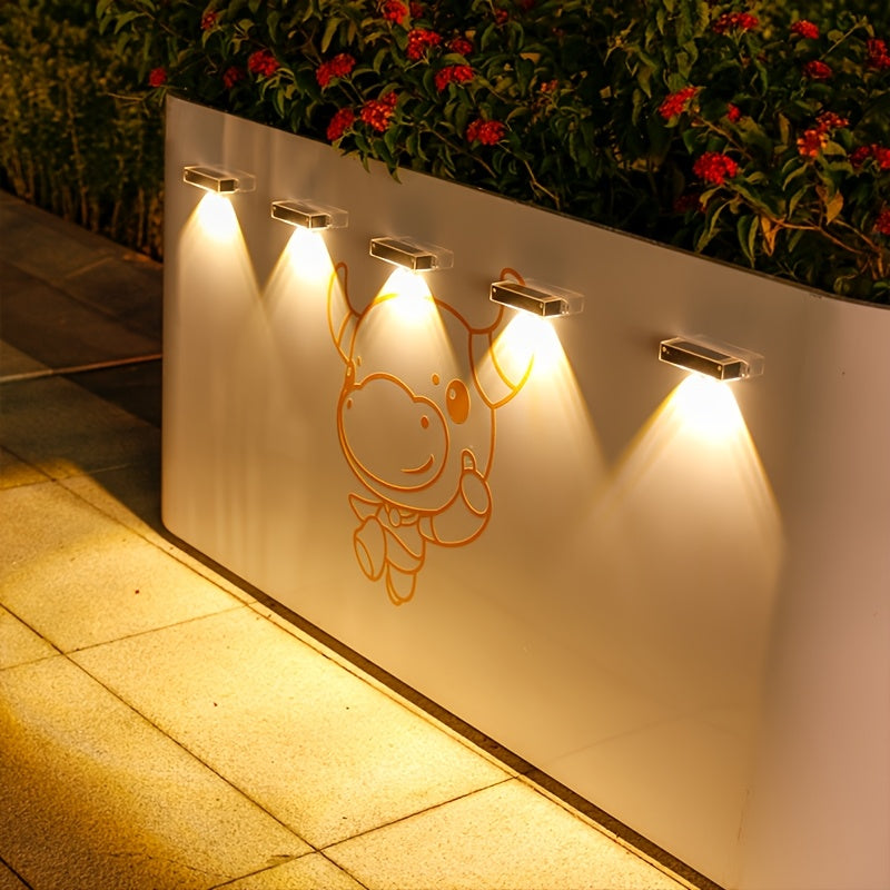 4 pzas. luces solares para pared Shenzhi Tech, iluminación LED para jardín con sensor inteligente de encendido/apagado automático, energía solar para jardín, cerca, camino, plástico ABS duradero, luz para pared exterior, lámpara de pared moderna, lámpara