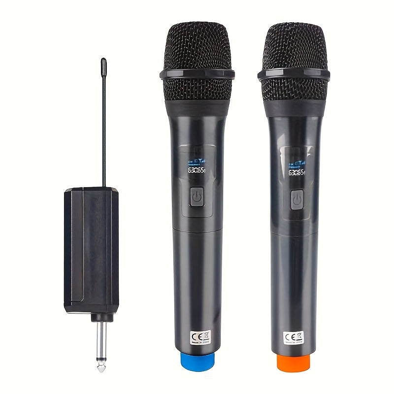 Microfono sin varillas de Alta Calidad, 2 Micrófonos Portátiles con Conector XLR, Ideal para Karaoke, Fiestas, Iglesias y Bodas, Carga USB